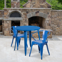 Flash Furniture CH-51090TH-2-18ARM-BL-GG 30" Round Metal Table Set in Blue